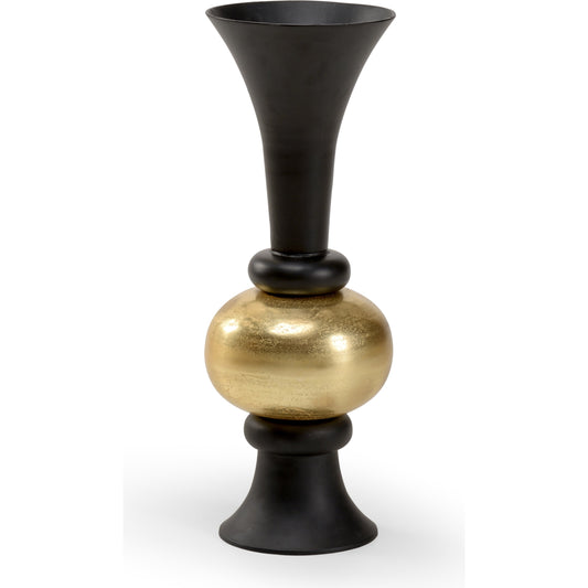 Beu 7 Trumpet Vase by Wildwood in black, gold. Made from aluminum in a modern style.