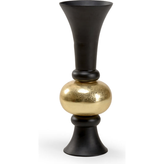 Beu 7 Trumpet Vase by Wildwood in black, gold. Made from aluminum in a modern style.