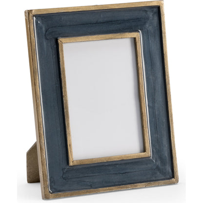 Teal Frame by Wildwood in teal, antique gold enamel, clear. Made from aluminum, glass in a transitional style.