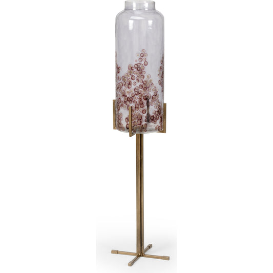 Poets Corner Vase by Wildwood in purple, gold. Made from iron, glass in a transitional style.