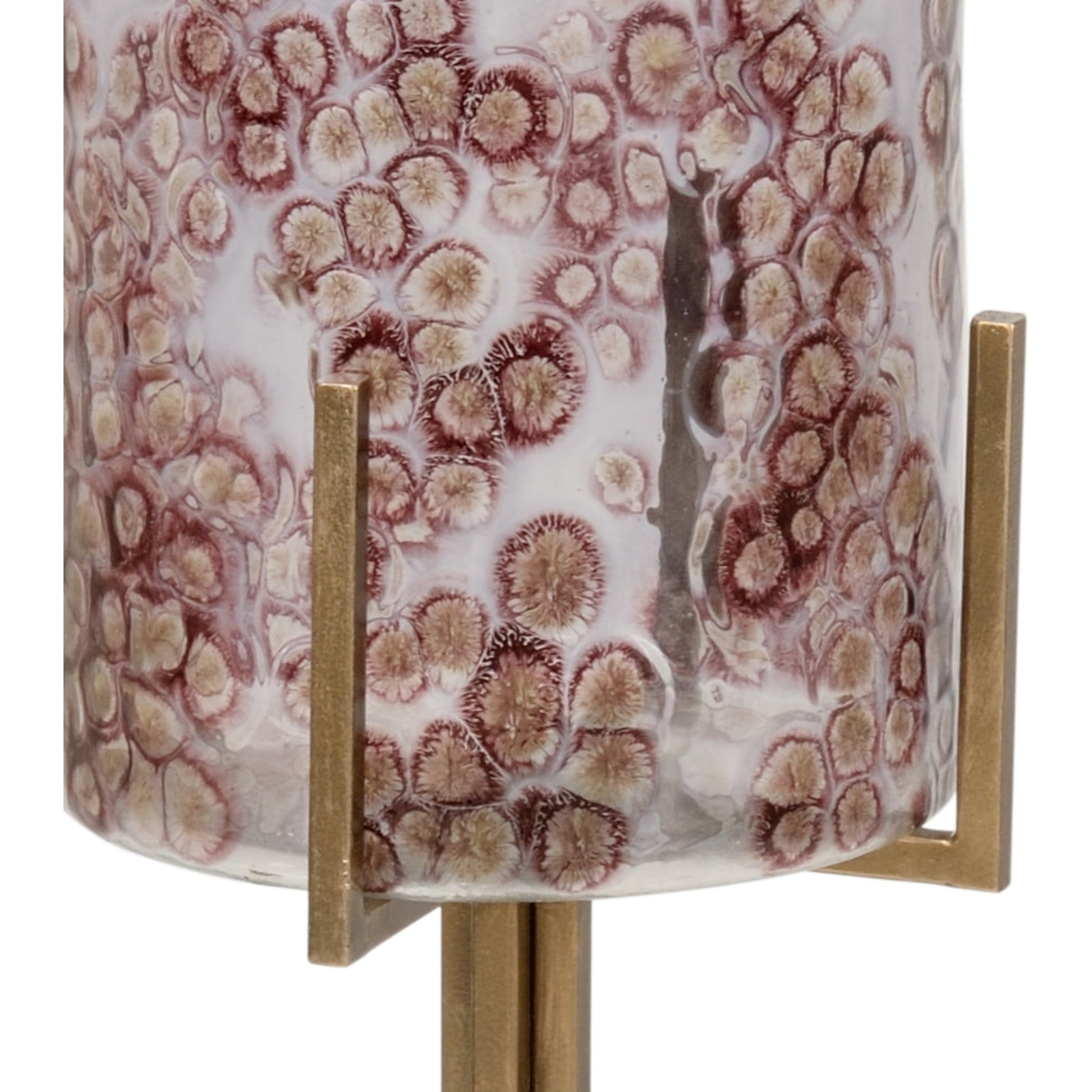 Poets Corner Vase by Wildwood in glazed, brass. Made from iron, glass in a transitional style.