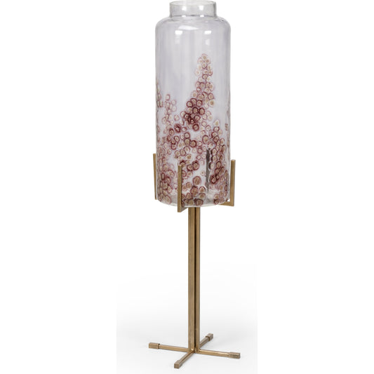 Poets Corner Vase by Wildwood in purple, gold. Made from iron, glass in a transitional style.