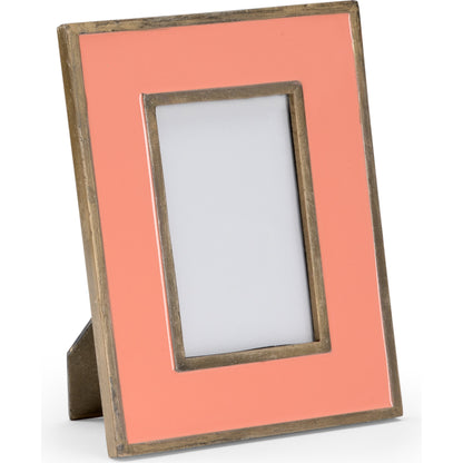 Sockeye Frame by Wildwood in salmon, antique gold enamel, clear. Made from aluminum, glass in a transitional style.