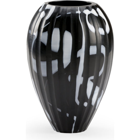Midnight Oil Vase by Wildwood in black, white. Made from glass in a modern style.
