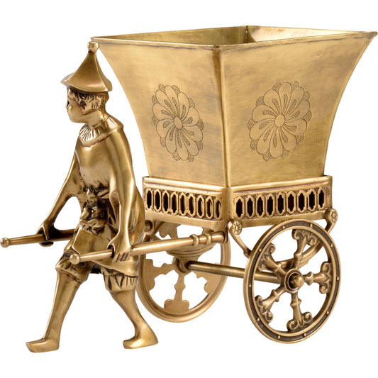 Coolio Cart Planter by Wildwood in gold. Made from brass in a transitional style.