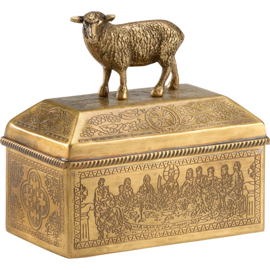 Lamb Brass Box by Wildwood in gold. Made from brass in a traditional style.