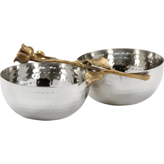 Fresh Stem Double Bowl by Wildwood in silver, gold. Made from brass/steel in a modern style.