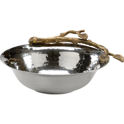 Fresh Twig Bowl by Wildwood in antique, polished nickel. Made from brass/steel in a modern style.