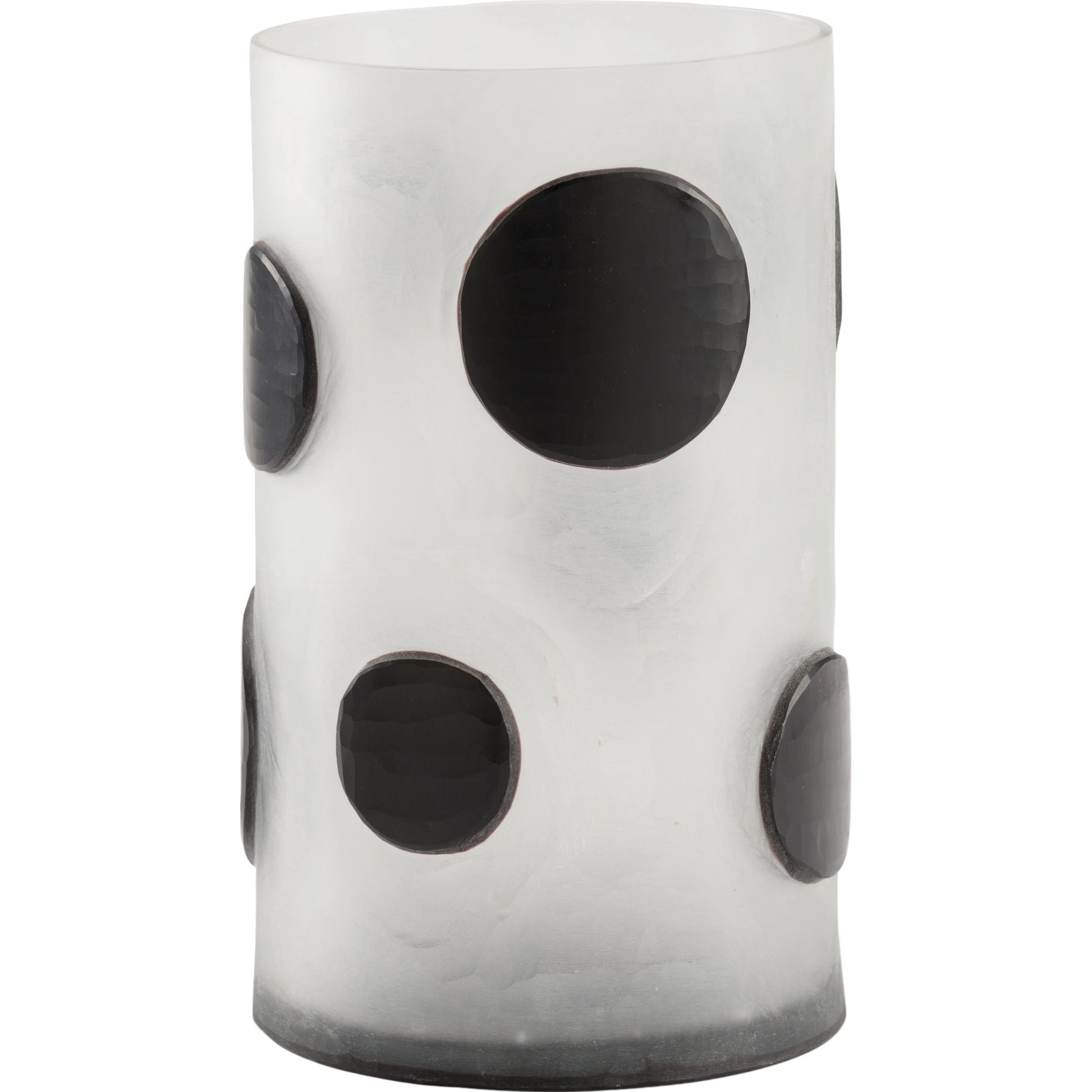 Dali Dot Vase by Wildwood in frosted, black. Made from glass in a modern style.