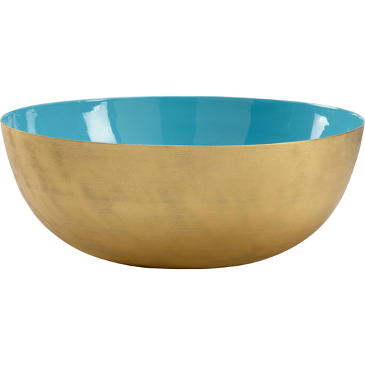 Caribbean Textured Bowl by Wildwood in blue, gold. Made from metal/enamel in a modern style.