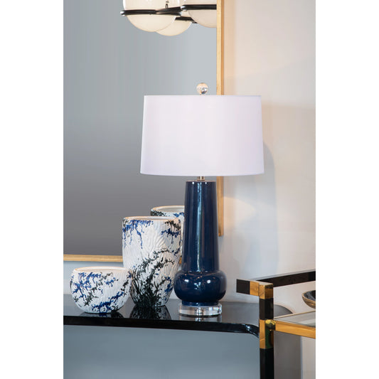 Pollock Vases by Wildwood in blue, black, white. Made from ceramic in a modern style.