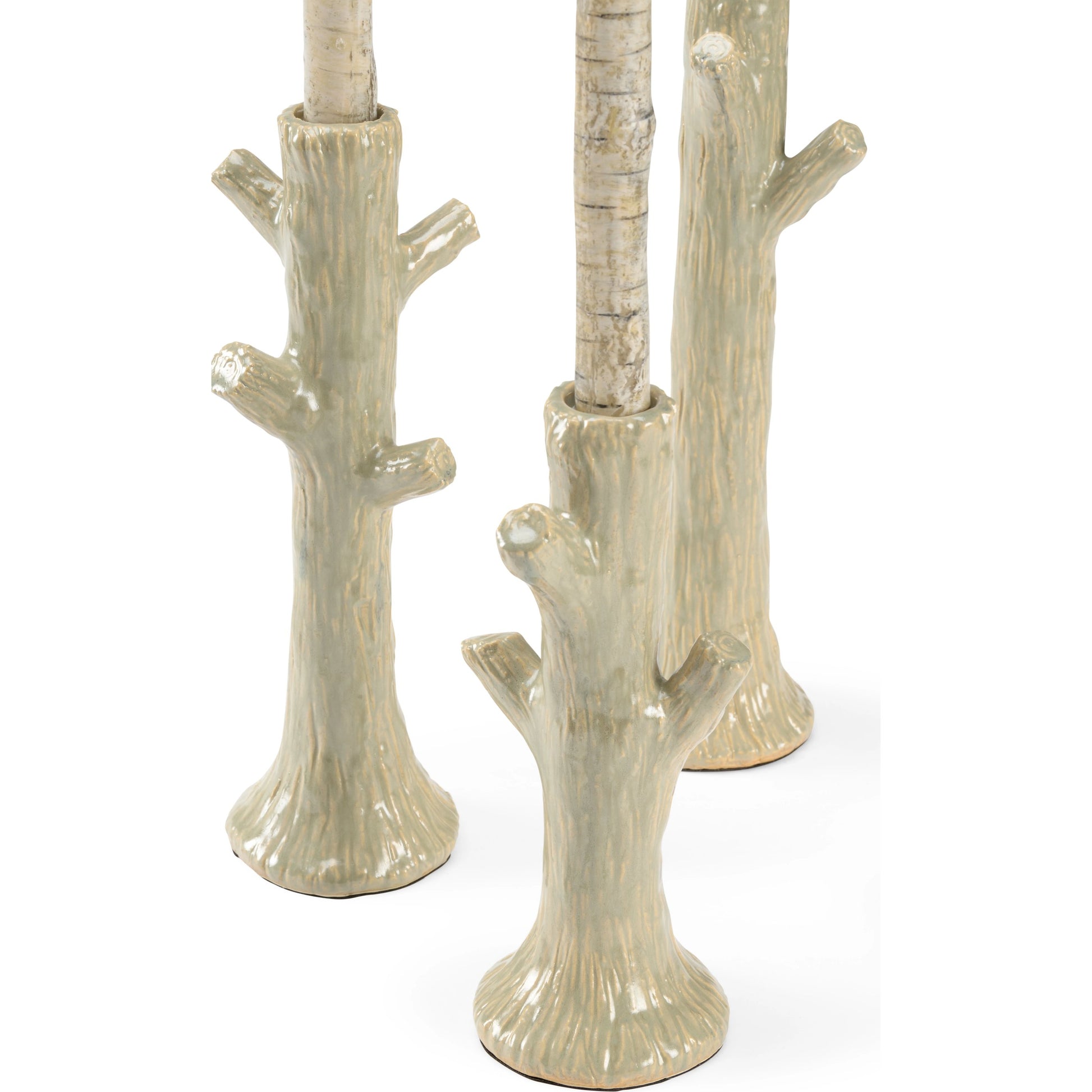 Faux Bois Candlesticks by Wildwood. Made from ceramic in a traditional style.