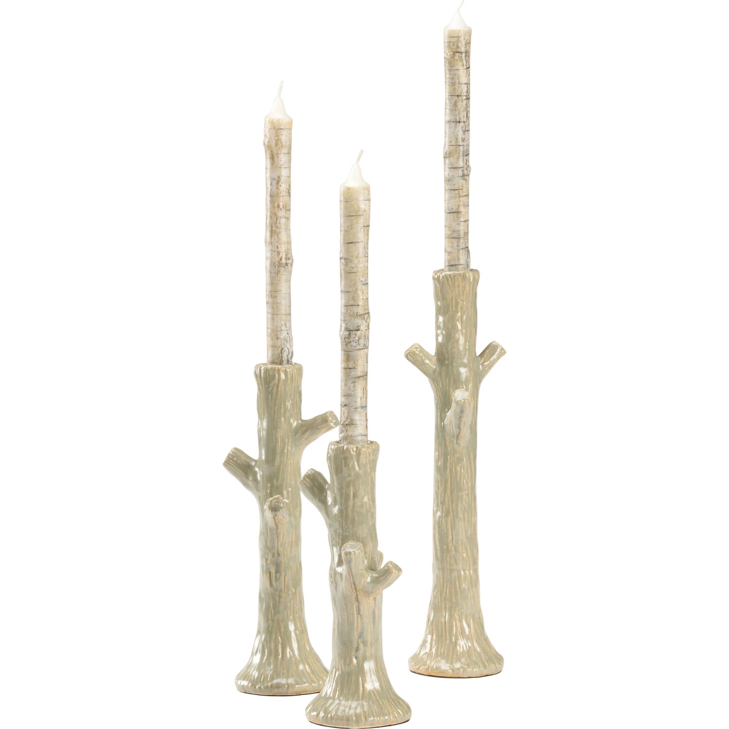 001 SI-2104904 | Primary Silo | Faux Bois Candlesticks by Wildwood. Made from ceramic in a traditional style.