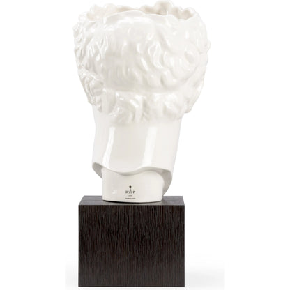 Hermes Vase by Wildwood in white glaze, black. Made from ceramic in a modern style.