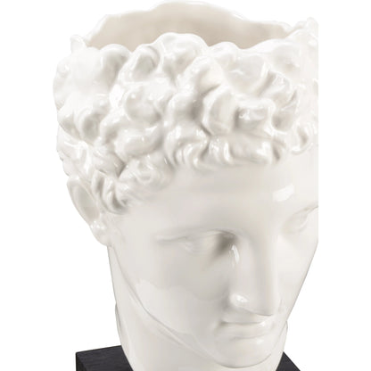 Hermes Vase by Wildwood in white glaze, black. Made from ceramic in a modern style.