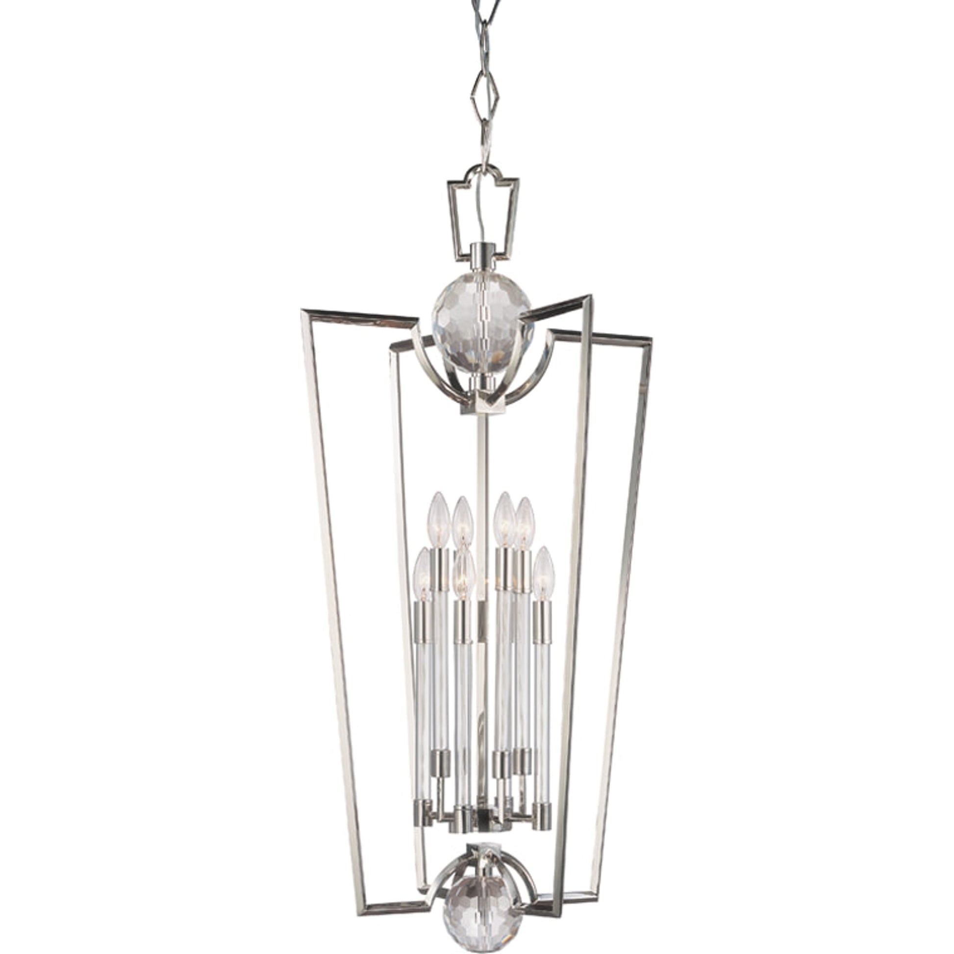 Waterloo Pendant by Hudson Valley in polished nickel. Made from steel in a transitional style.