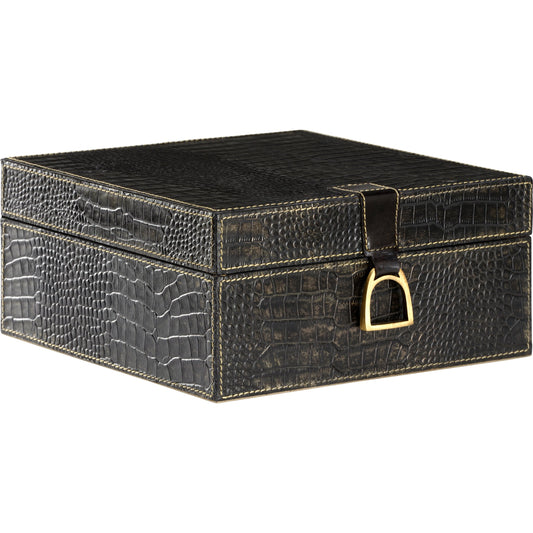 Croc Box by Wildwood in black. Made from leather/wood in a traditional style.