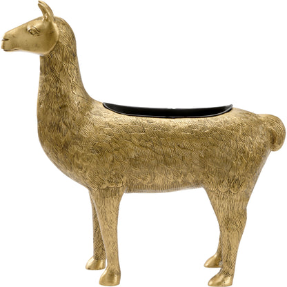 Drama Llama Planter by Wildwood in antique brass. Made from aluminum in a modern style.