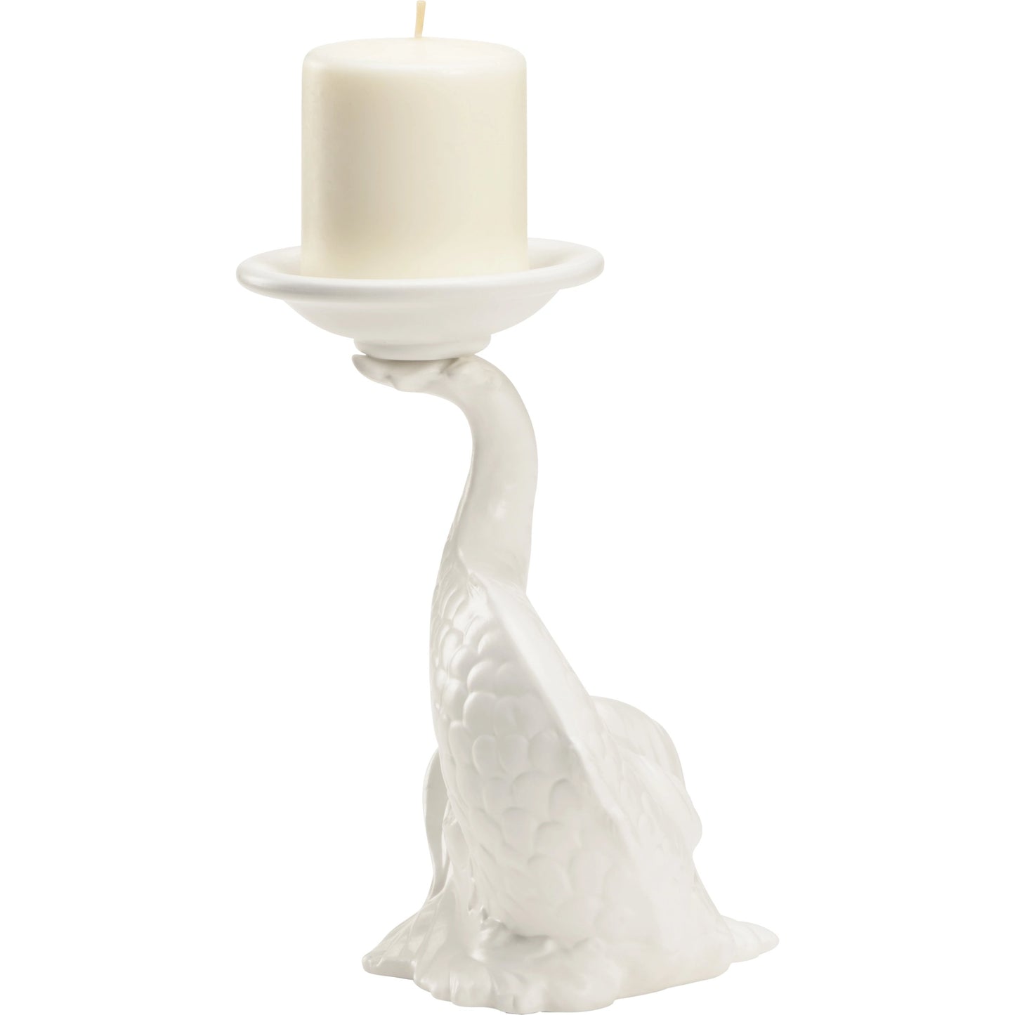 003 SI-2104934 | Additional Silo | Italian Renaissance Dolphin Candleholder by Wildwood in white glaze. Made from ceramic in a modern style.
