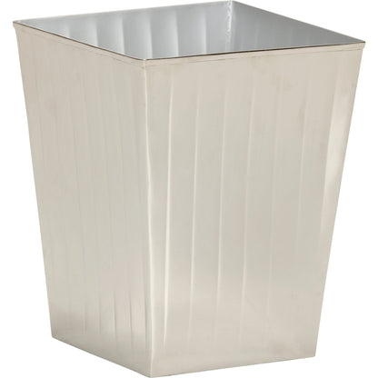 Ribbed Wastebasket by Wildwood in polished nickel. Made from aluminum in a modern style.