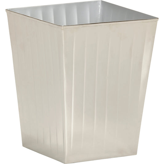 Ribbed Wastebasket by Wildwood in silver. Made from aluminum in a modern style.