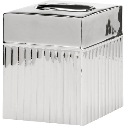 Wallace Tissue Box by Wildwood in polished nickel. Made from aluminum in a modern style.