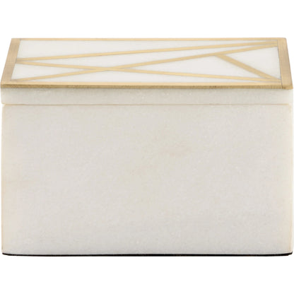 Genesis Marble Box by Wildwood in natural white, antique gold. Made from marble/metal in a modern style.