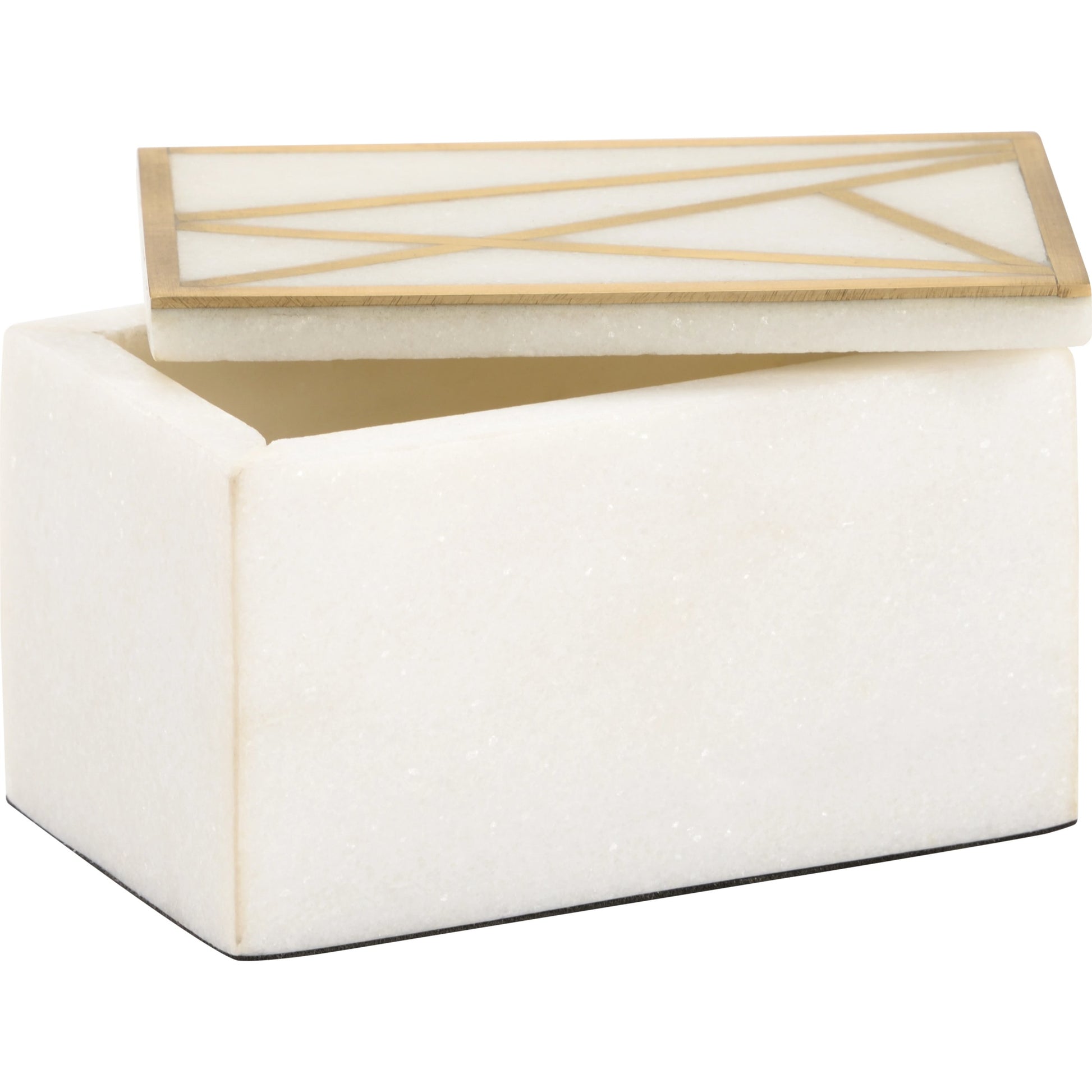 Genesis Marble Box by Wildwood in natural white, antique gold. Made from marble/metal in a modern style.
