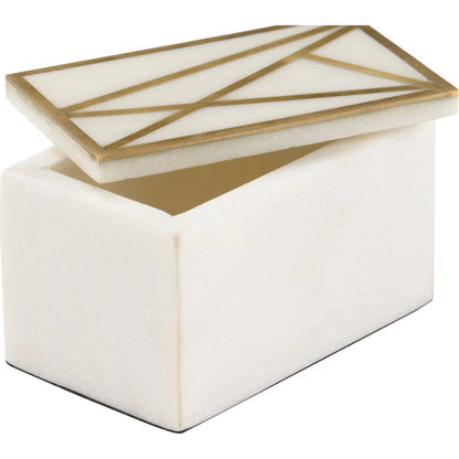 Genesis Marble Box by Wildwood in natural white, antique gold. Made from marble/metal in a modern style.