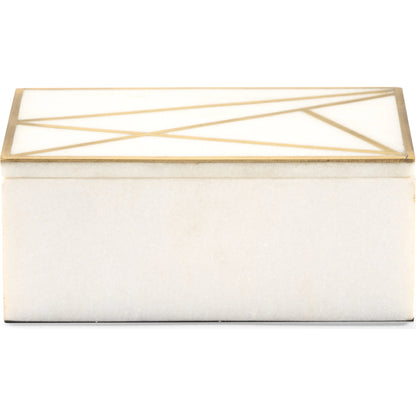 Genesis Marble Box by Wildwood in natural white, antique gold. Made from marble/metal in a modern style.