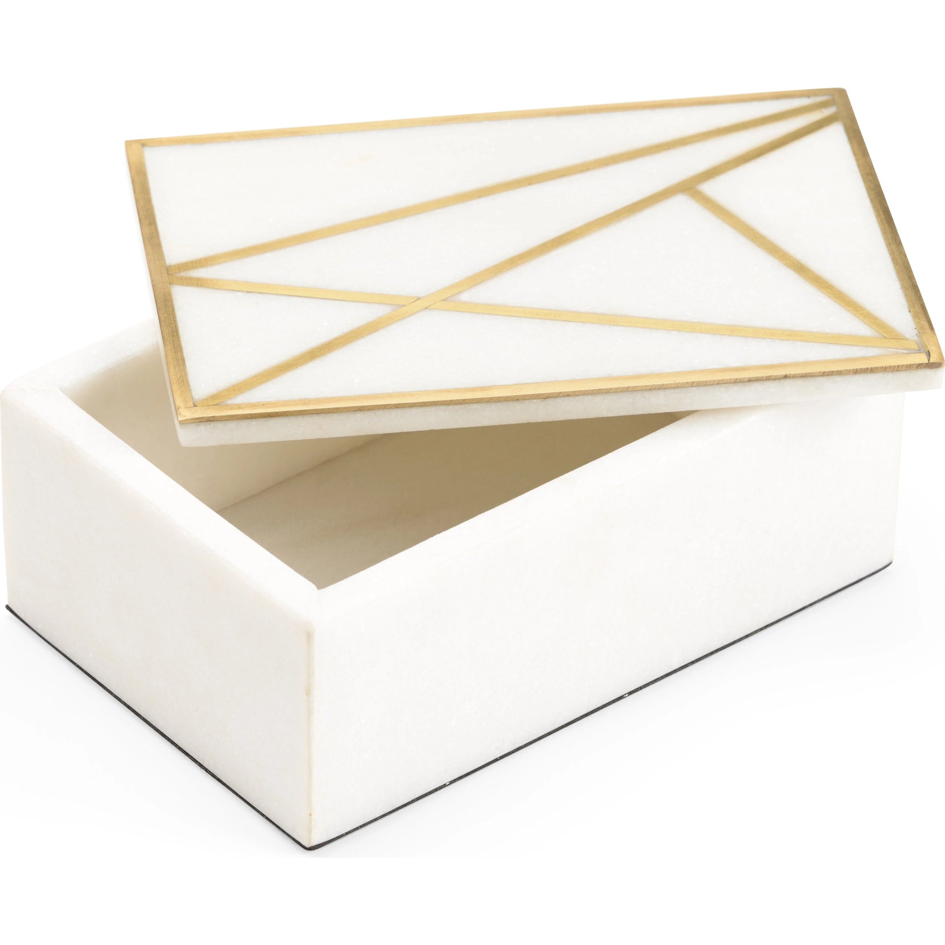 Genesis Marble Box by Wildwood in natural white, antique gold. Made from marble/metal in a modern style.