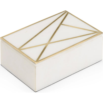 Genesis Marble Box by Wildwood in natural white, antique gold. Made from marble/metal in a modern style.