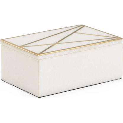 Genesis Marble Box by Wildwood in natural white, antique gold. Made from marble/metal in a modern style.