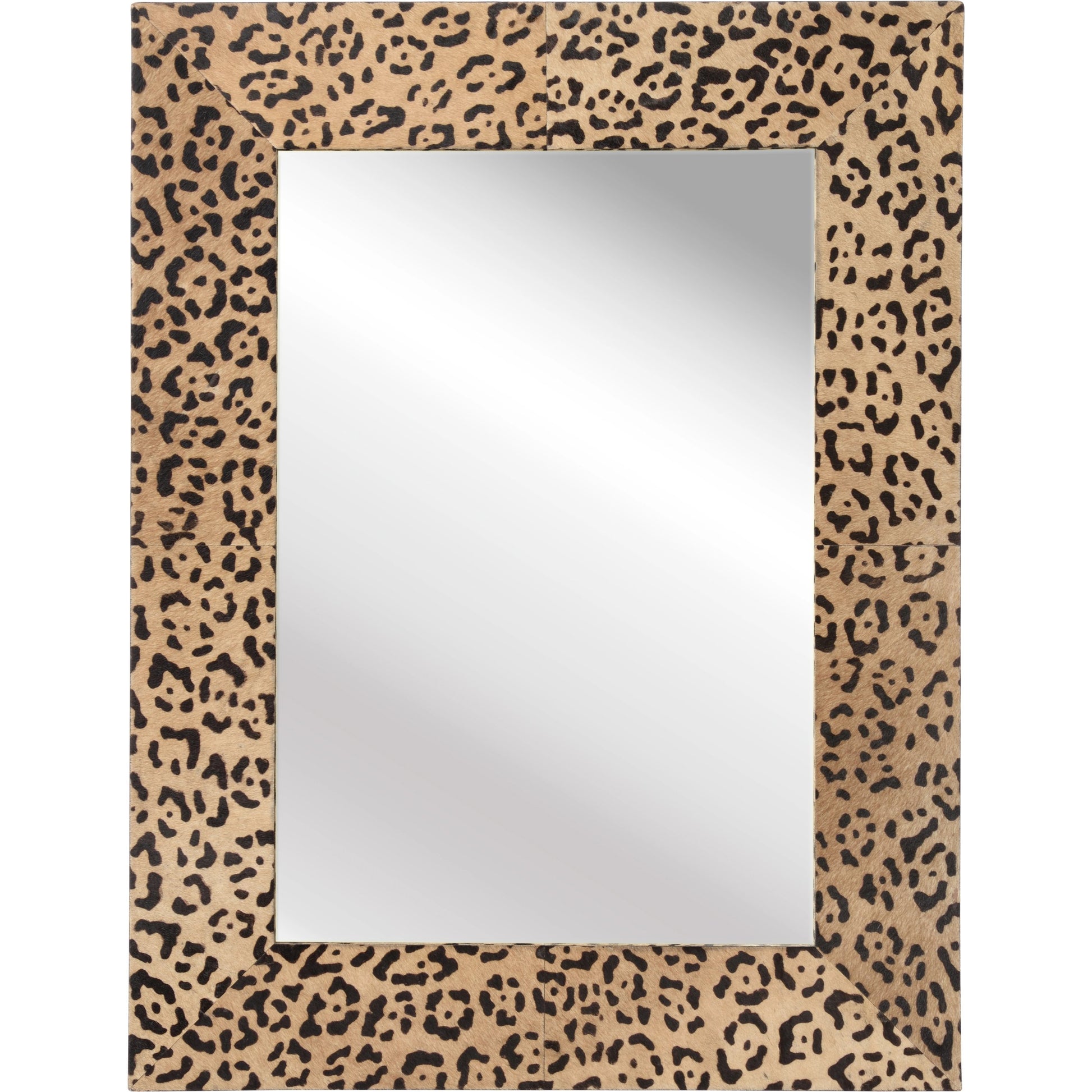 Sabor Mirror by Wildwood in brown, black. Made from hair on hide, wood, mirror in a modern style.