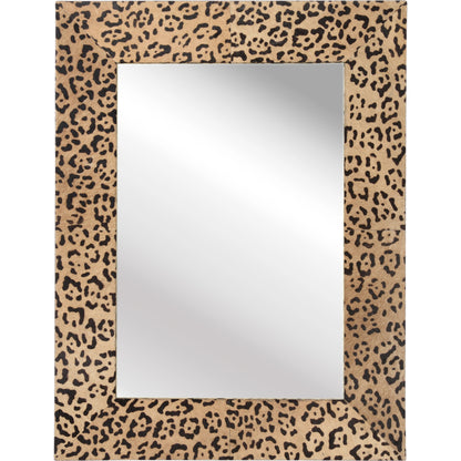 Sabor Mirror by Wildwood in brown, black. Made from hair on hide, wood, mirror in a modern style.
