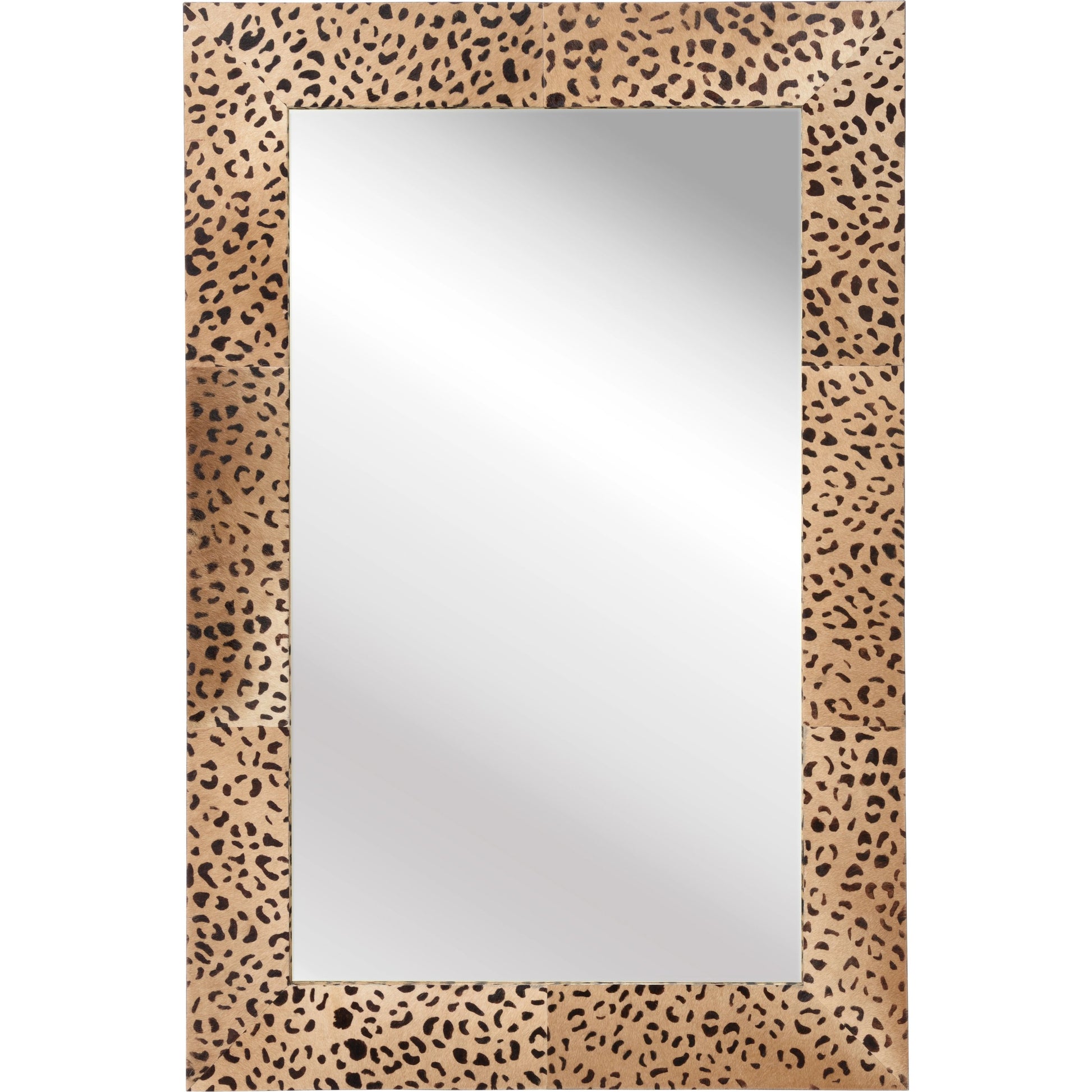 Sabor Mirror by Wildwood in brown, black. Made from hair on hide, wood, mirror in a modern style.