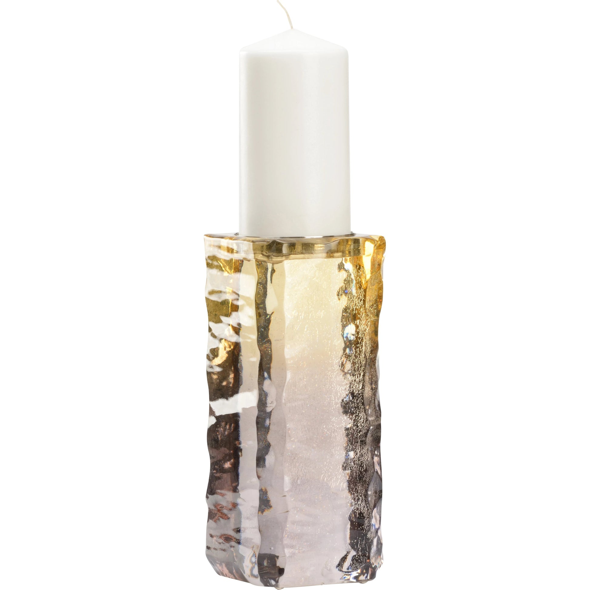 Kori Candleholder by Wildwood in smokey gold ombre, nickel. Made from acrylic/steel in a modern style.