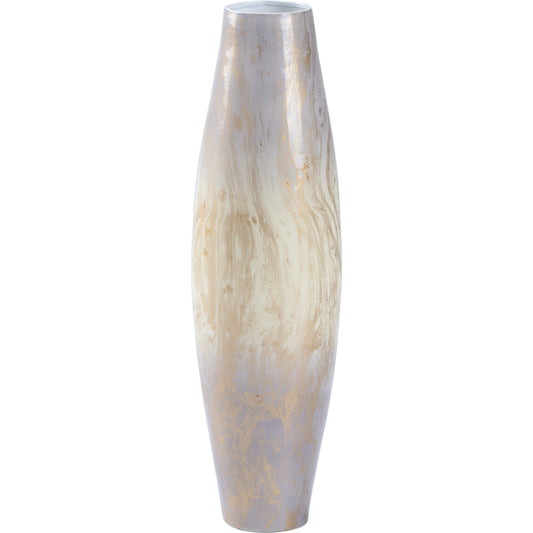 Oyster Swirl Vase by Wildwood in gold, white. Made from iron/enamel in a modern style.