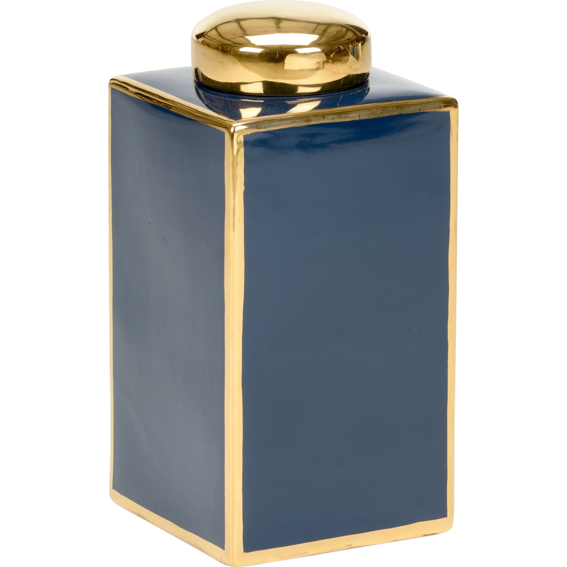 Infinity and Blue by Wildwood in navy, metallic gold glaze. Made from ceramic in a modern style.