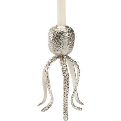 Pacific Octopus Candleholder by Wildwood in nickel. Made from brass in a modern style.