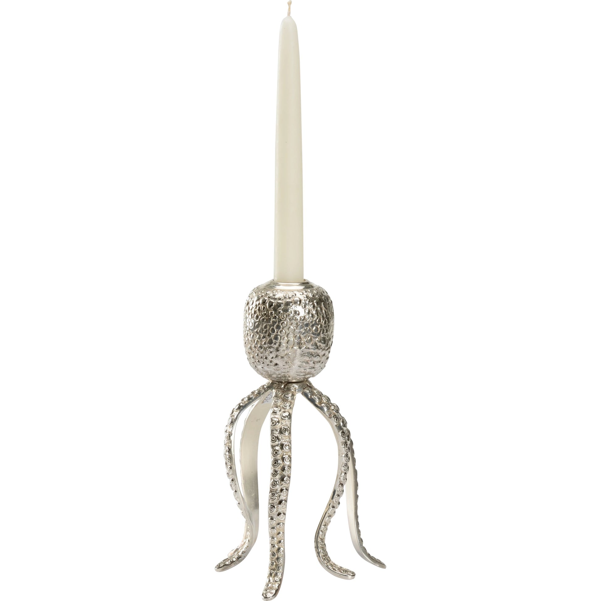 Pacific Octopus Candleholder by Wildwood in nickel. Made from brass in a modern style.