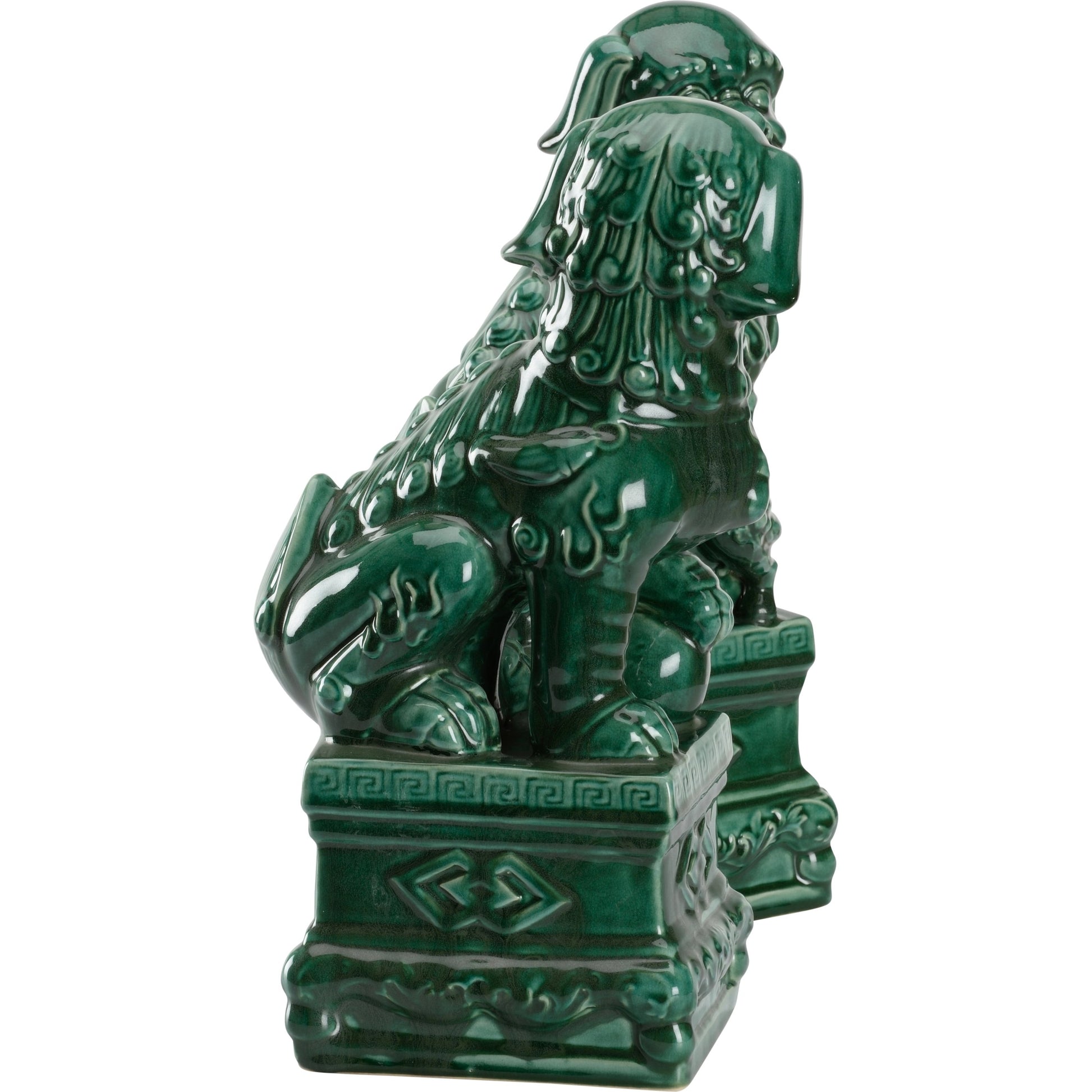 Scenic View Foo Dogs (Set of 2) by Wildwood in green glaze. Made from ceramic in a traditional style.