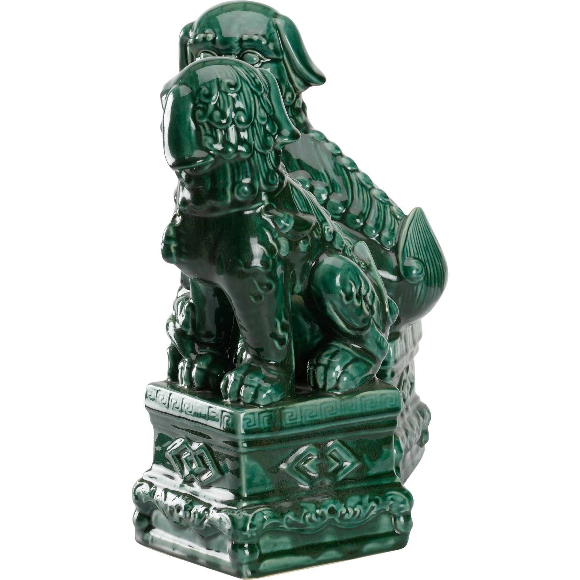 Scenic View Foo Dogs (Set of 2) by Wildwood in green glaze. Made from ceramic in a traditional style.