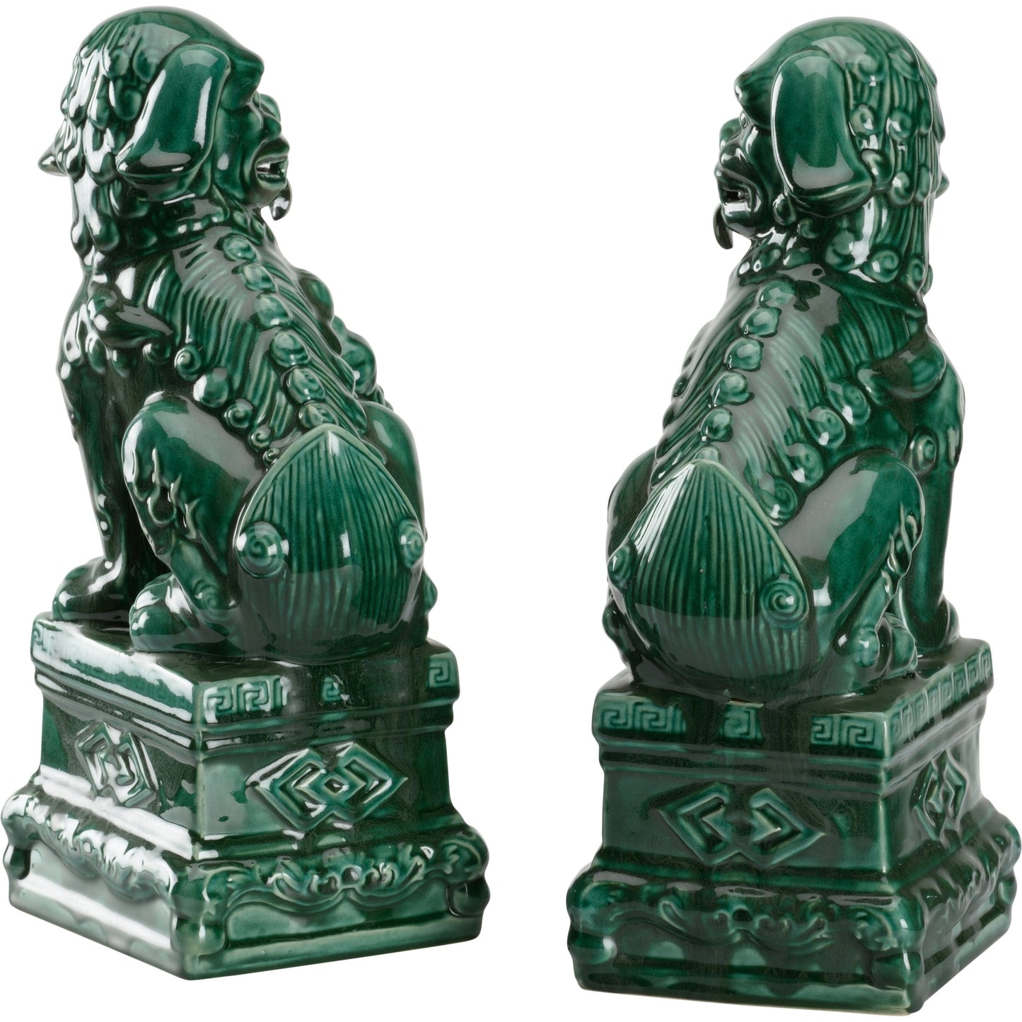 004 SI-2105021 | Additional Silo | Scenic View Foo Dogs (Set of 2) by Wildwood in green glaze. Made from ceramic in a traditional style.