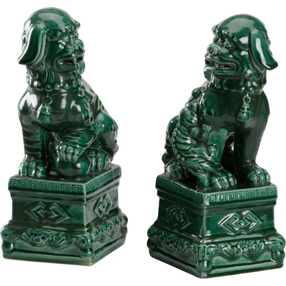 Scenic View Foo Dogs (Set of 2) by Wildwood in green glaze. Made from ceramic in a traditional style.