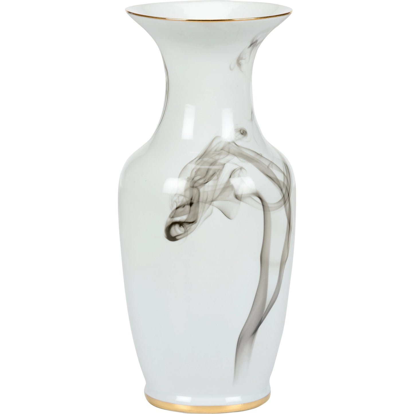 004 SI-2105048 | Additional Silo | White Cinder and Smoke Vase by Wildwood in white glaze, smoke decal, gold trim. Made from porcelain in a modern style.