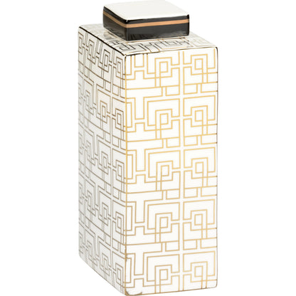 Celia Canister by Wildwood in white glaze, gold. Made from porcelain in a modern style.