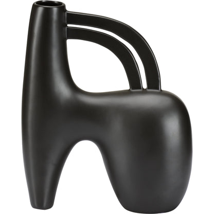 Punalu'u Vase III by Wildwood in sandy black. Made from ceramic in a modern style.