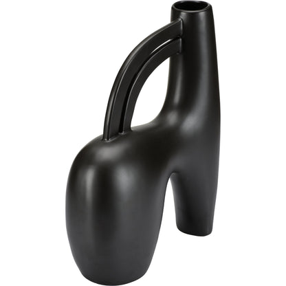 Punalu'u Vase III by Wildwood in sandy black. Made from ceramic in a modern style.
