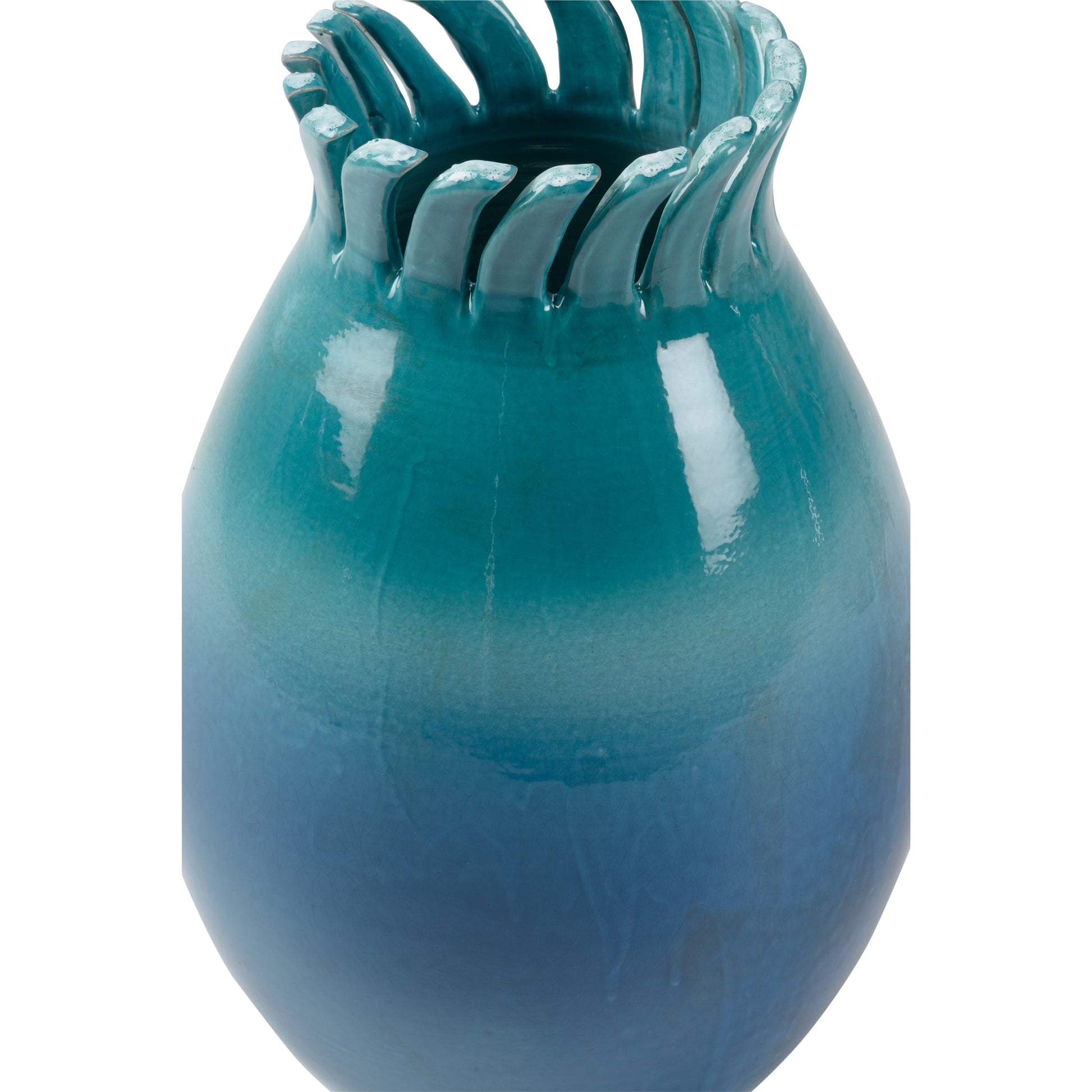 Como Vase by Wildwood in blue, turquoise glaze. Made from ceramic in a coastal style.